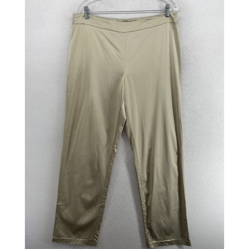 EILEEN FISHER Pants M Stretch Rayon Lyocell Full Length Straight Trouser Beige